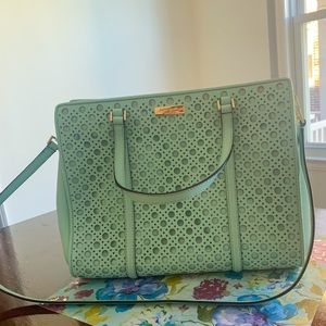 Teal colored Kate Spade handbag